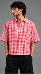 Montiers Red Check Oxford Shirt