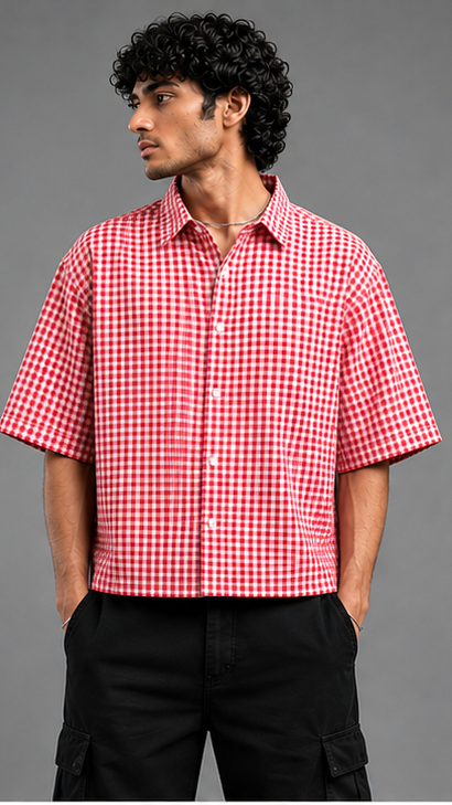 Montiers Red Check Oxford Shirt