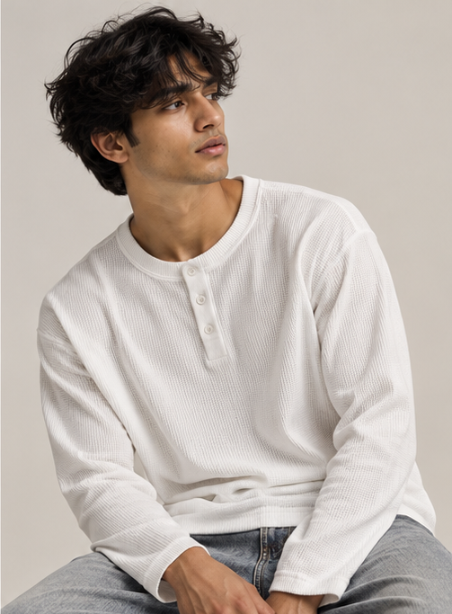 Vintage Thermal Henley Top