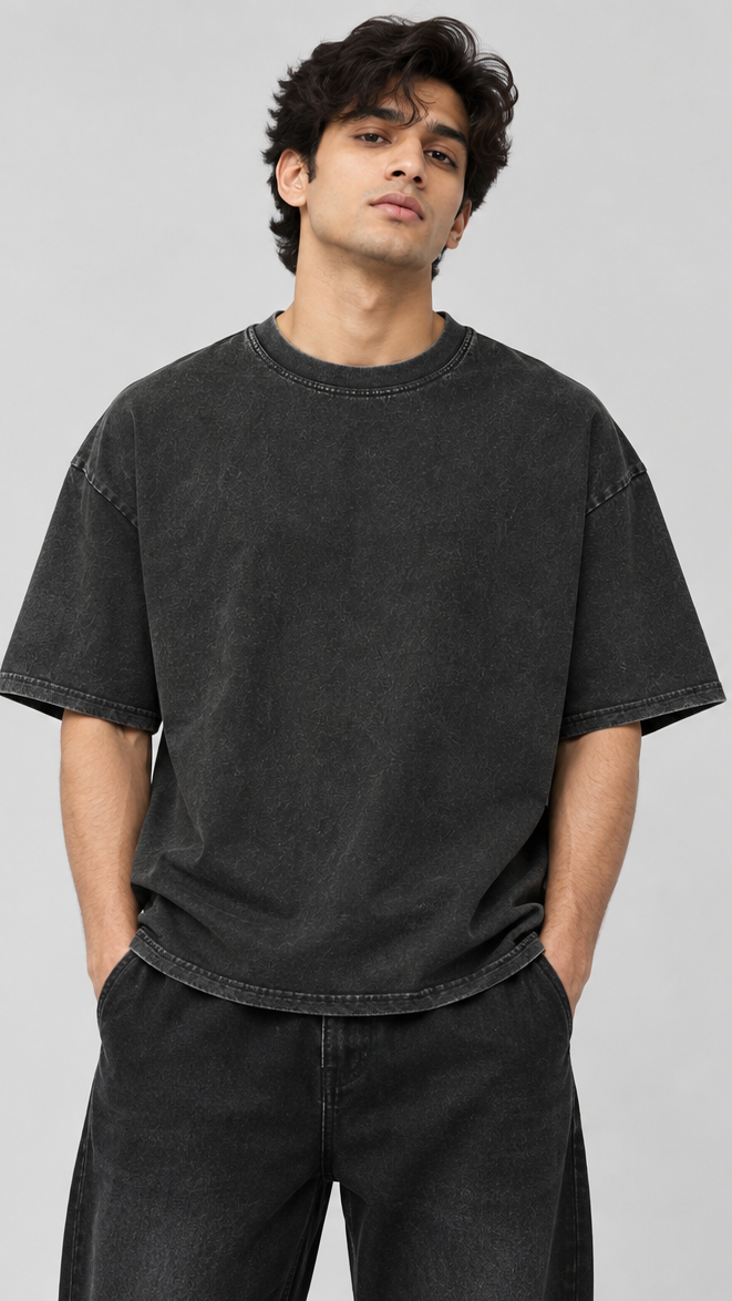 Acid Wash Charcoal Heavyweight Oversized Tee