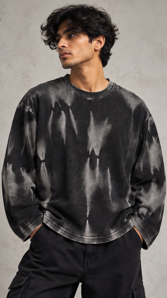 Shadow Wash Textured Oversized waffle Tee