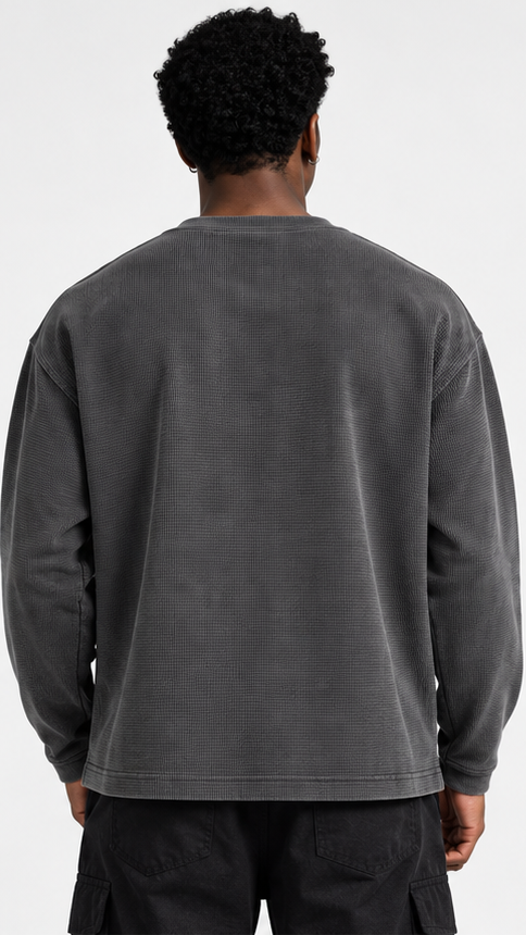 Acidwash waffle oversized full sleeve tshirt