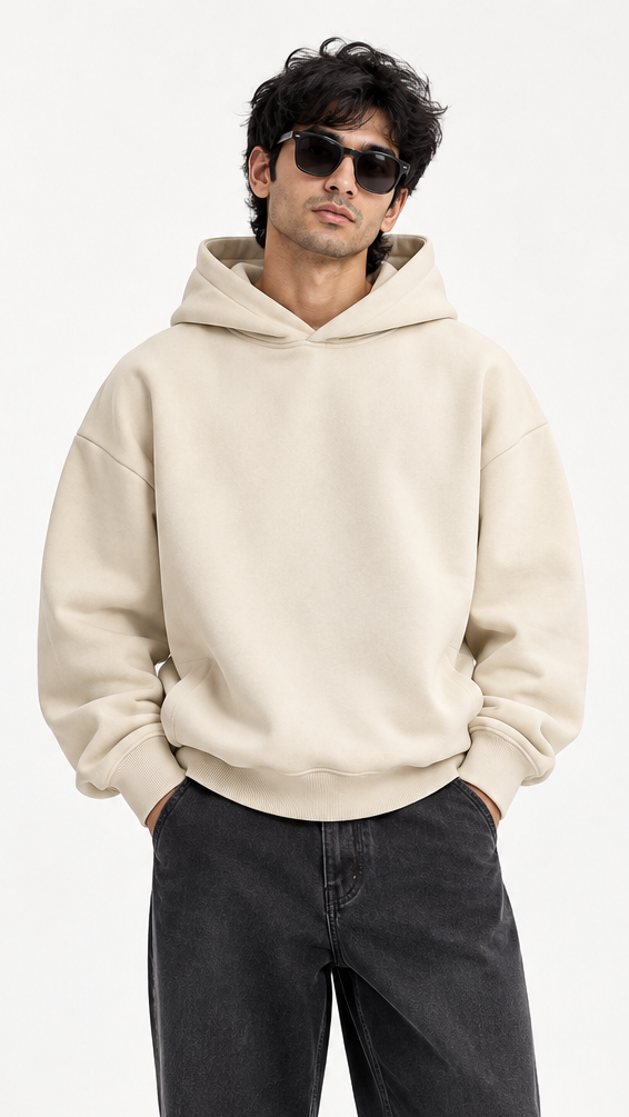 cream boxy hoodie
