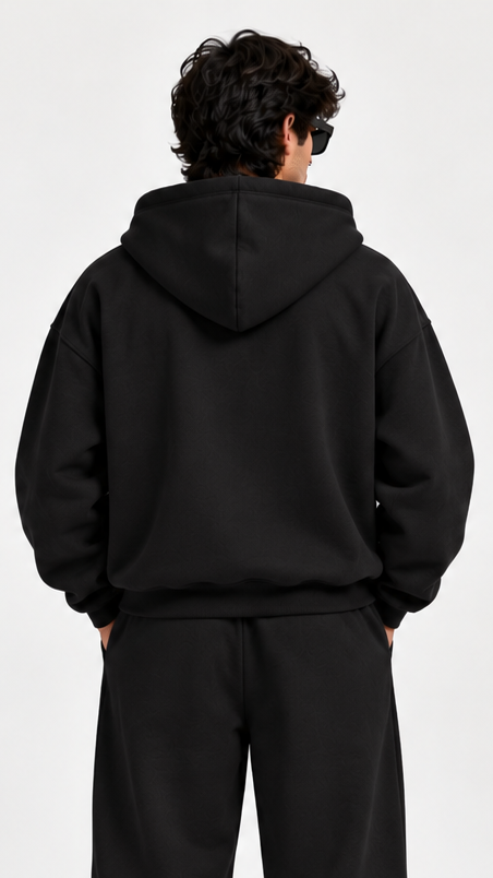 black zipper hoodie