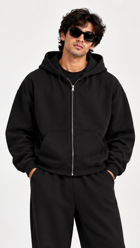 black zipper hoodie