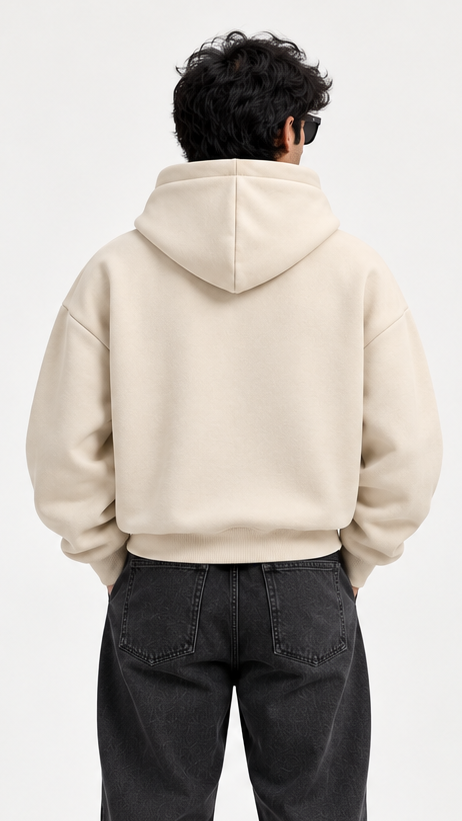 cream boxy hoodie