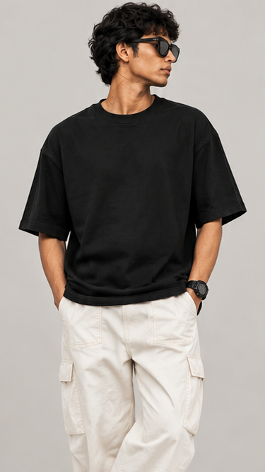 Montiers Botanic Back-Print Black Boxy Tee