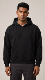 Indian model wearing the Cyber Vibe Anime hoodie, front view