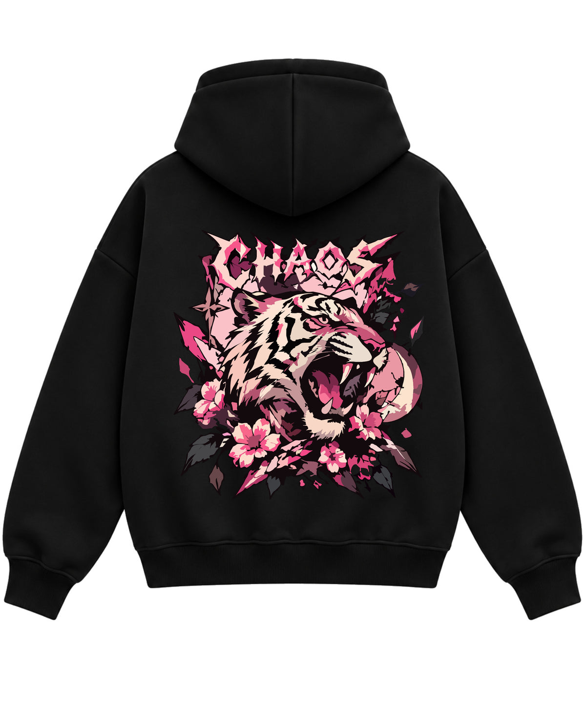 Black Boxy Dual Zipper Hoodie Back Design