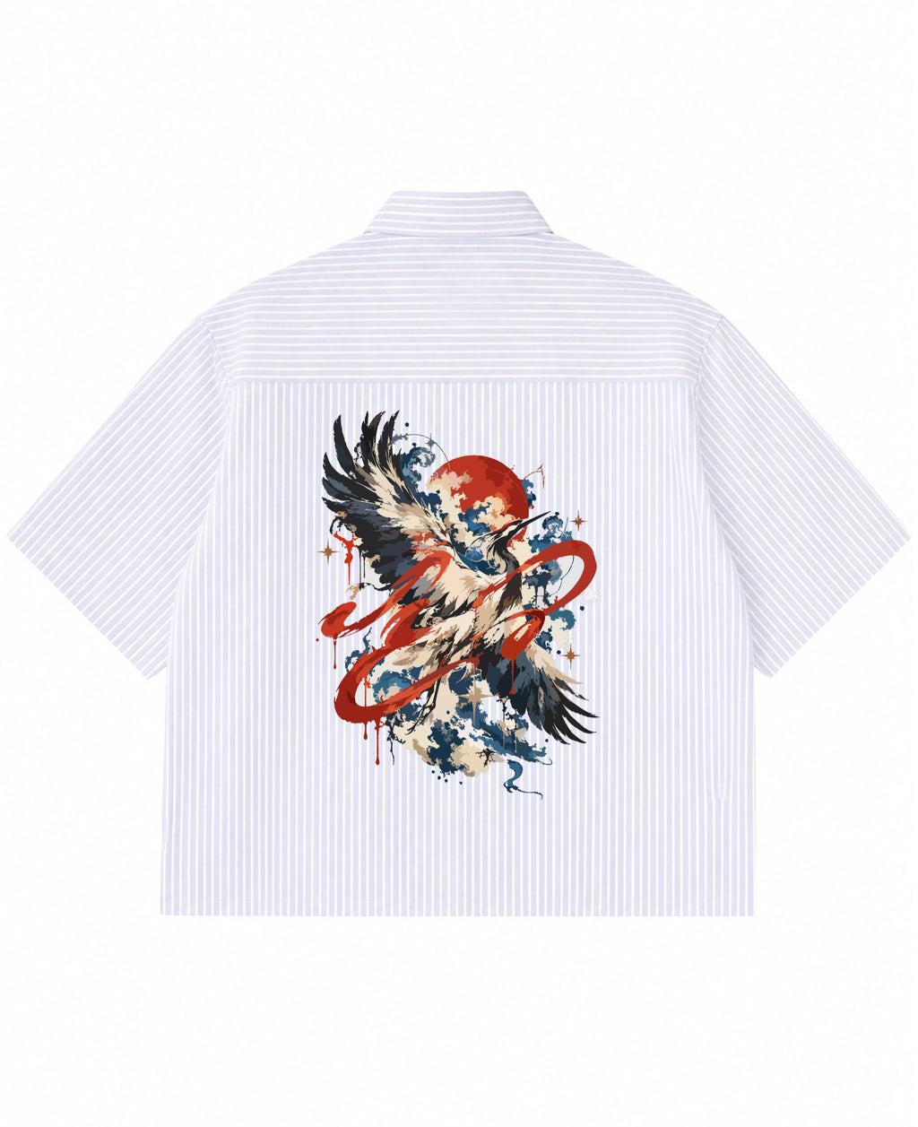 Blue Striped Oxford Boxy Shirt Back Design
