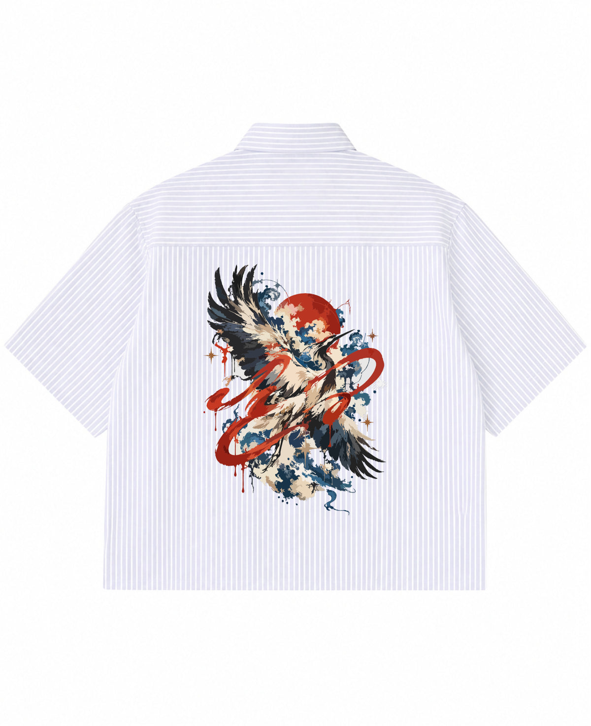 Blue Striped Oxford Boxy Shirt Back Design