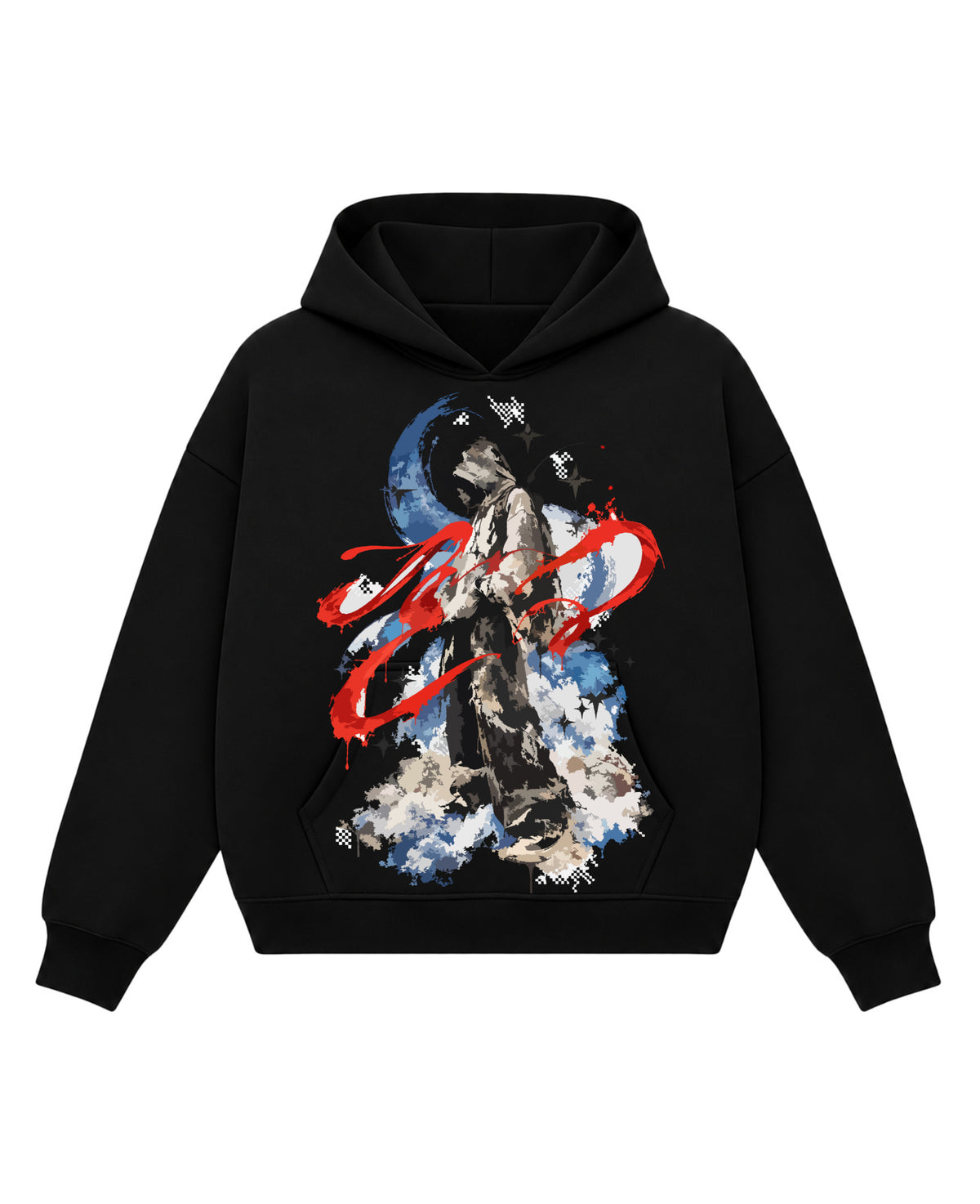 Black Boxy Hoodie Front Design