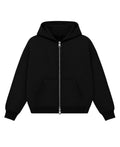 Black Boxy Dual Zipper Hoodie Front Design